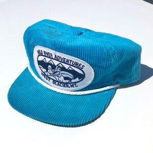 Vintage Blue Corduroy Hat “Wild River Adventures West Glacier, MT.”